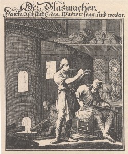 »Der Glasmacher«. Kupferstich von Christoph Weigel. Aus: »Abbildung der Gemein-Nützlichen Haupt-Stände …«. Regensburg 1698 © Ch. Brandstätter Verlag